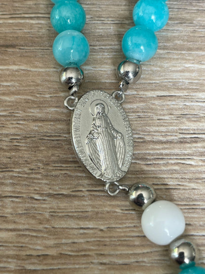 Chapelet Apaisant en Amazonite et Vierge Miraculeuse